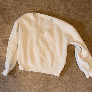 Women's Cream v neck Sweater